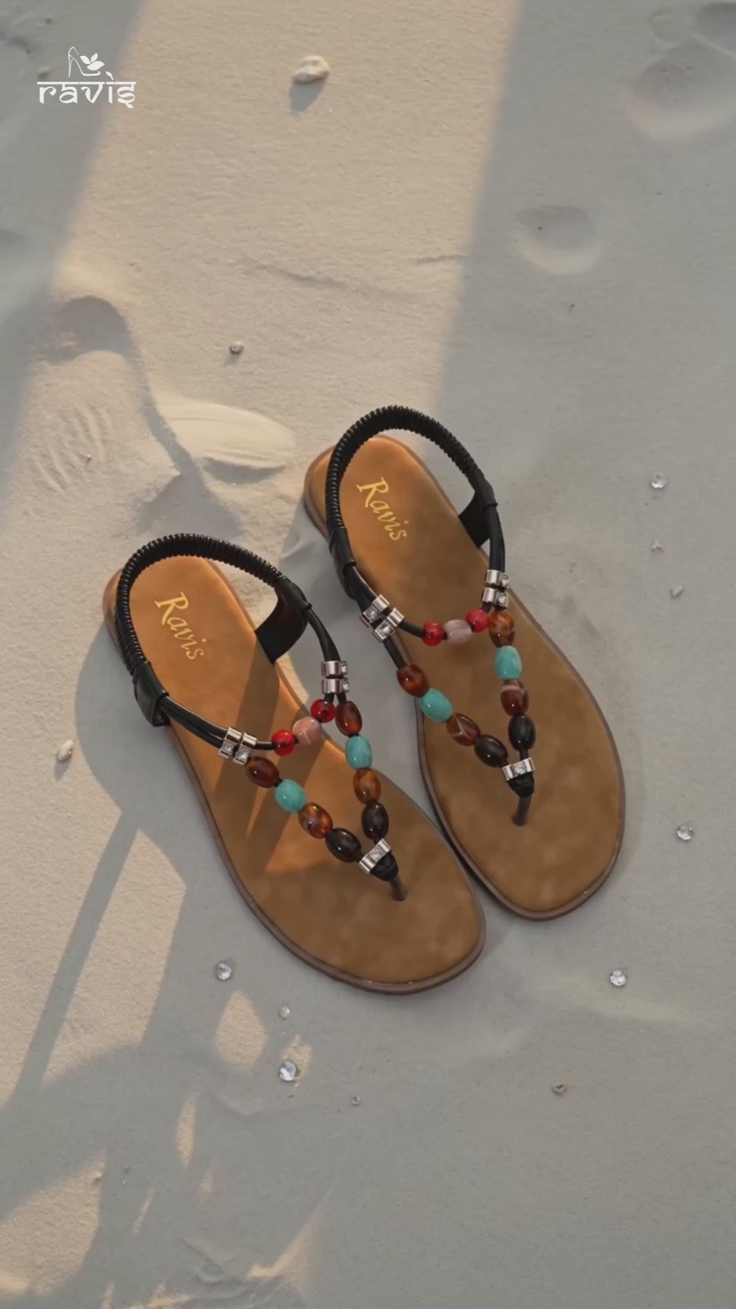 Beige | Boho Bead Toe-Ring Flats video