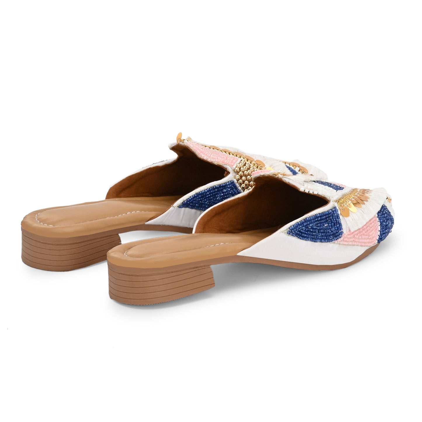 Ravis Ethnic Embroidered Mule Jutti – Festive Back Open Flats for Women
