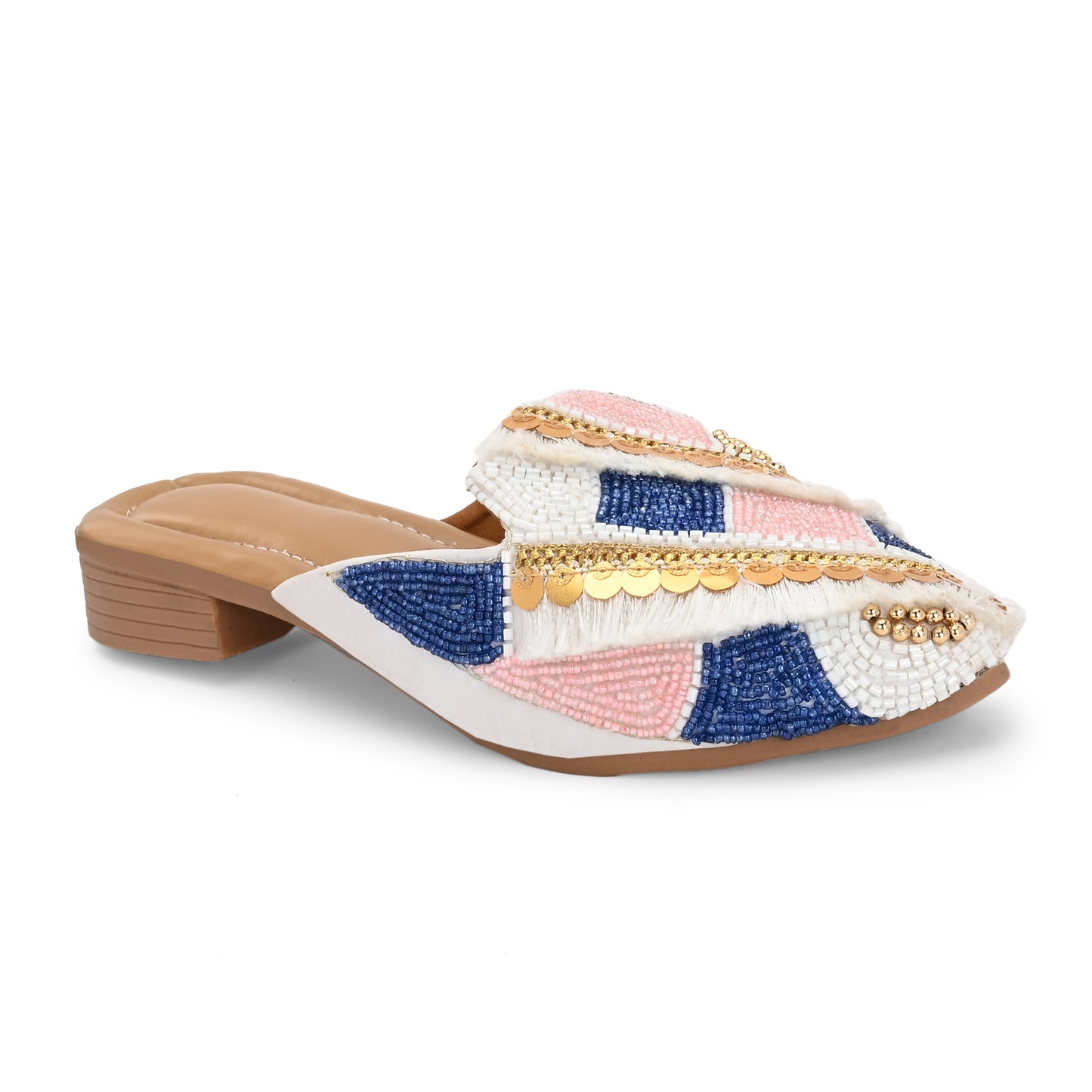 Ravis Ethnic Embroidered Mule Jutti – Festive Back Open Flats for Women