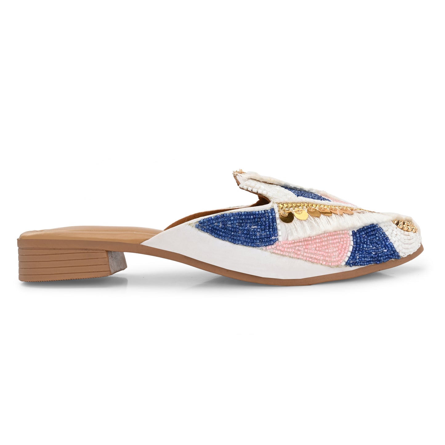 Ravis Ethnic Embroidered Mule Jutti – Festive Back Open Flats for Women