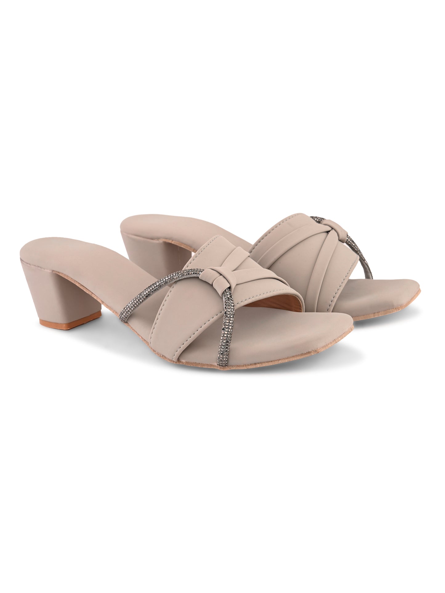 khaki Side Chain Block Heel Ravis Footwear