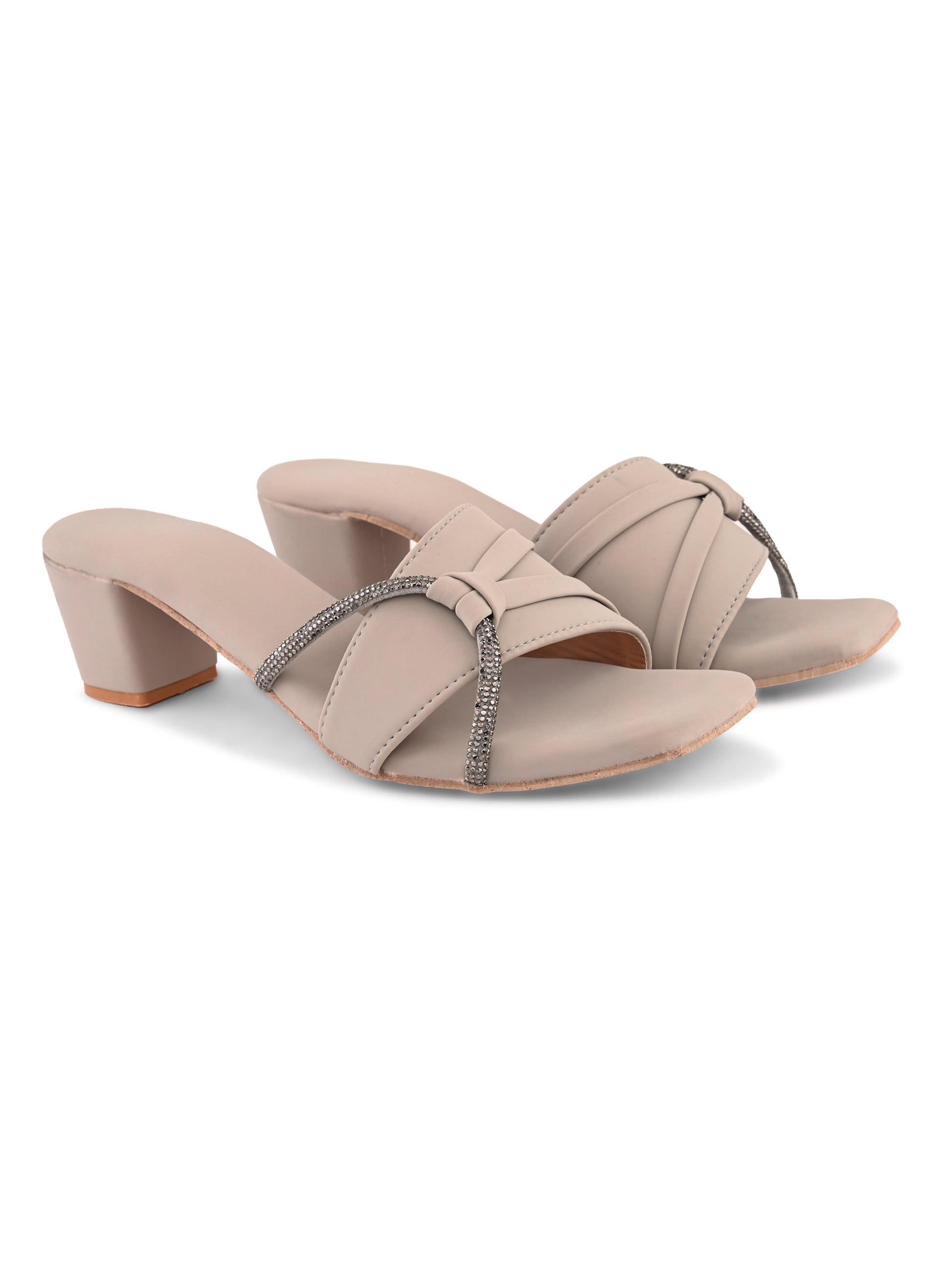 khaki Side Chain Block Heel Ravis Footwear