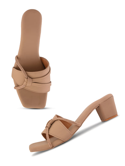 Beige Ravis Side Chain Block Heel for Women Side View Ravis Footwear