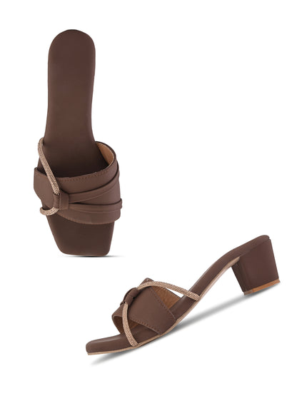 Brown Ravis Side Chain Block Heel for Women Side View Ravis Footwear