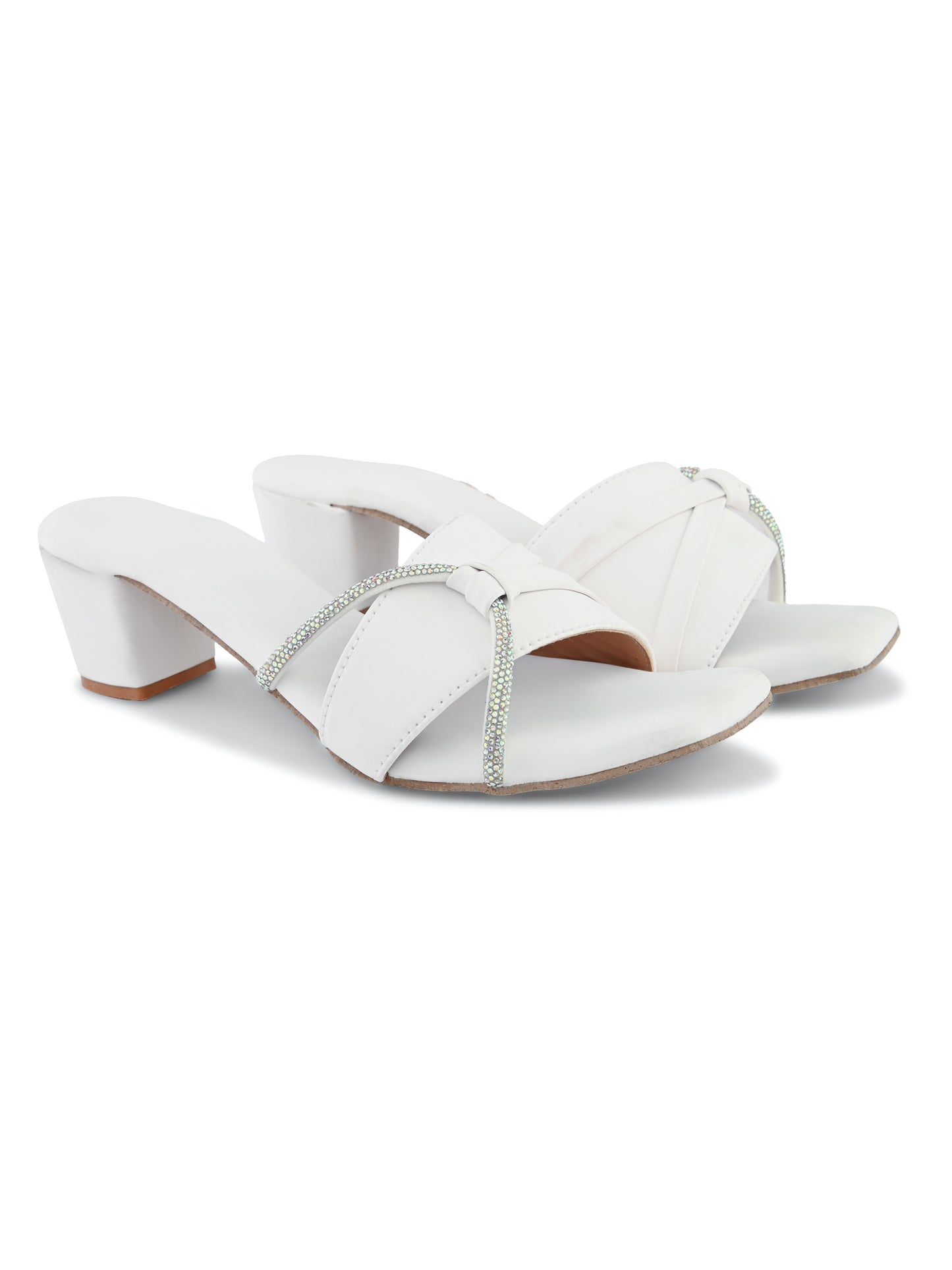 White Side Chain Block Heel Ravis Footwear