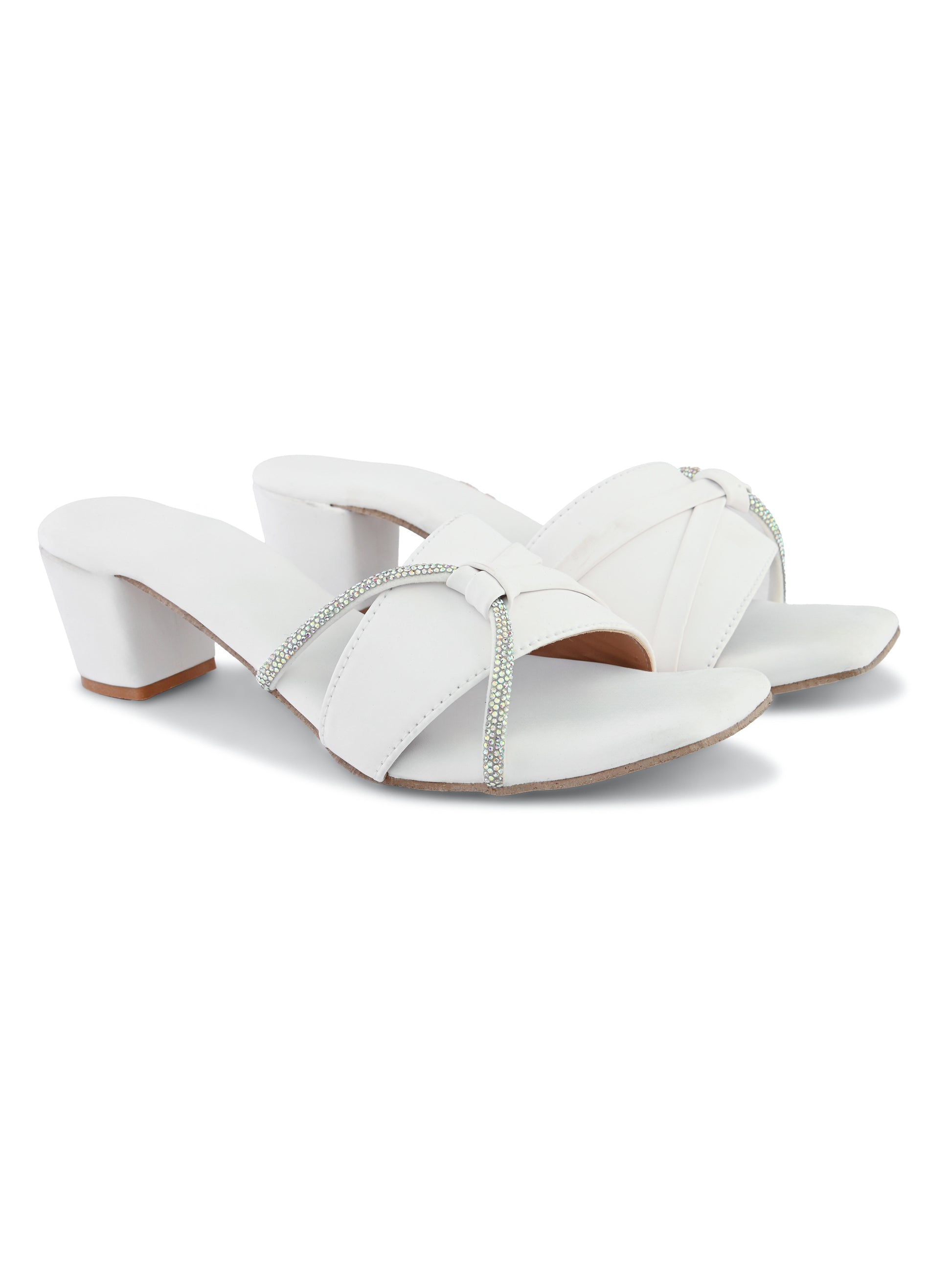 White Side Chain Block Heel Ravis Footwear