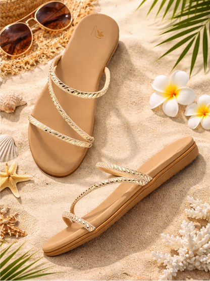 Beige Ravis Z Strap Slipper for Women Product Image Ravis Footwear