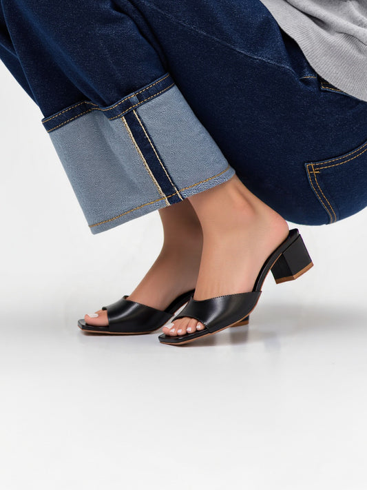 RAVIS Sleek Square-Toe Block Heels