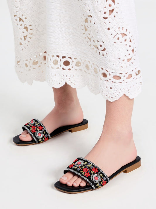 RAVIS Floral Embroidered Ethnic Flats