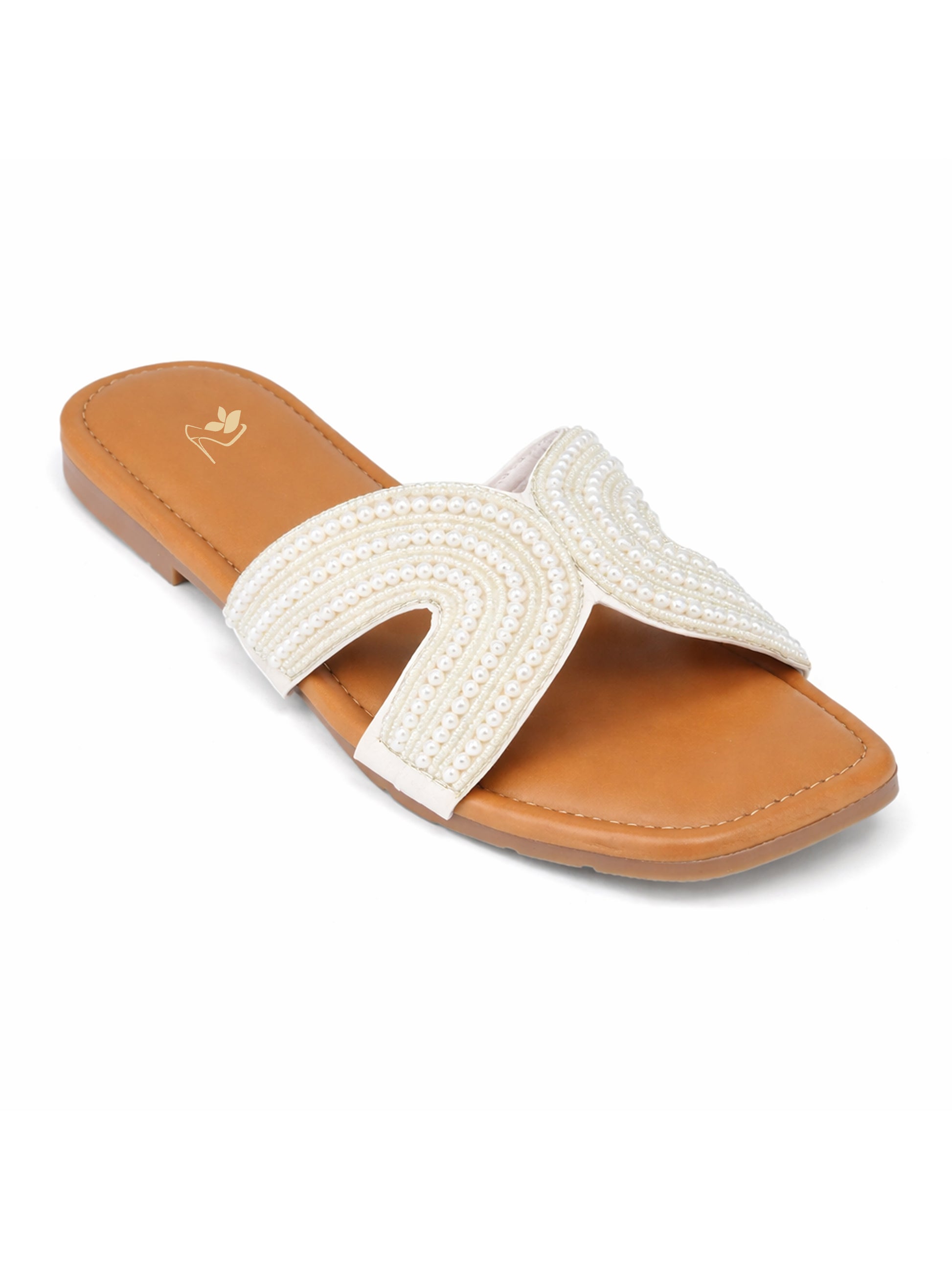 White Ravis White Sheshell Moti Beach Vibes Slipper for women - product view 5