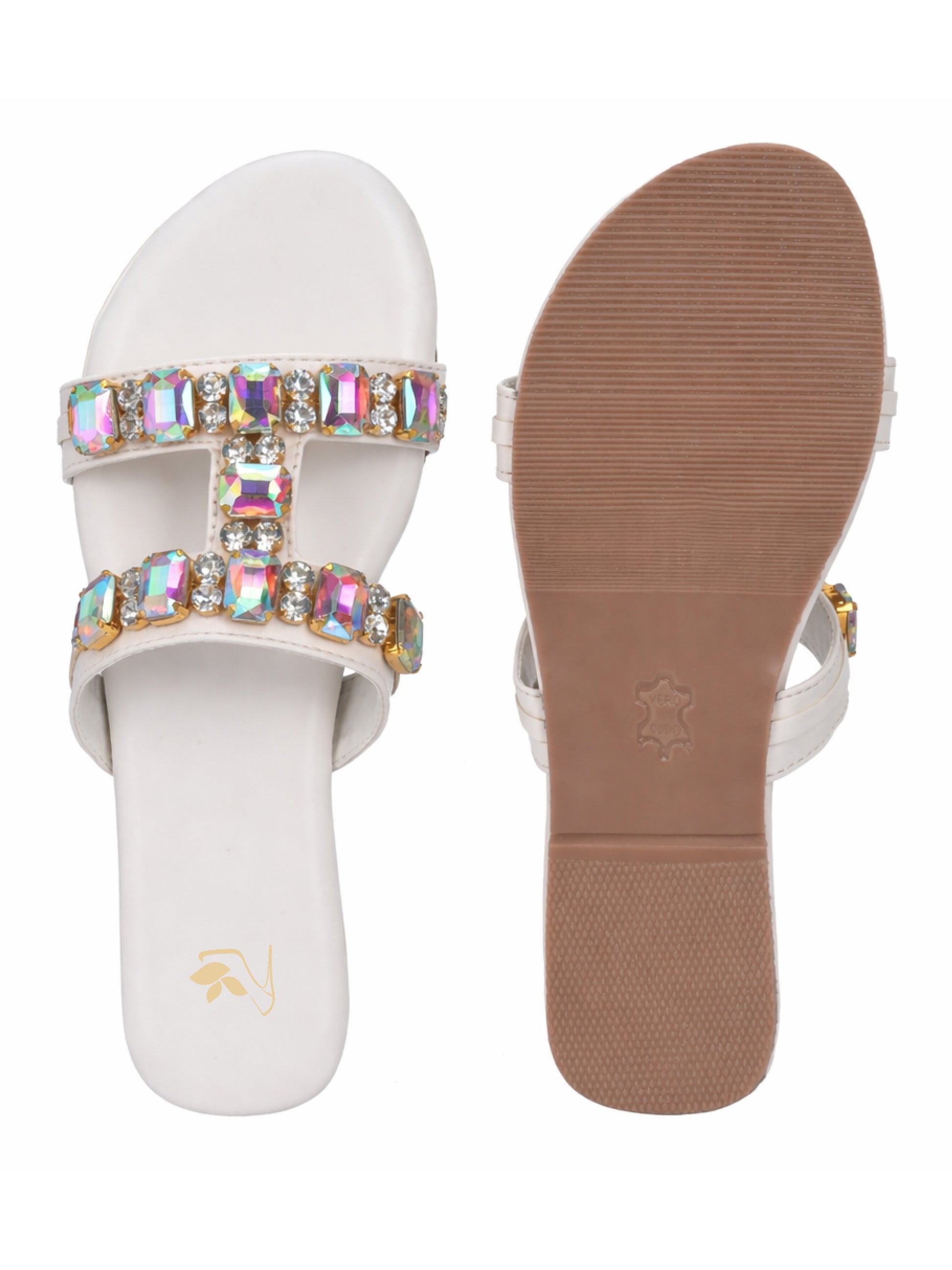 White | heera slipper TOP down angle